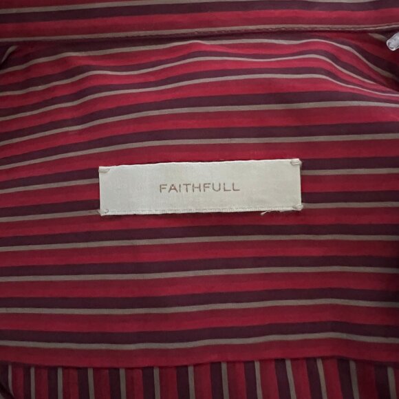 FAITHFULL THE BRAND En Vau Shirtdress 4/S in Wine Stripe - Picture 10 of 11